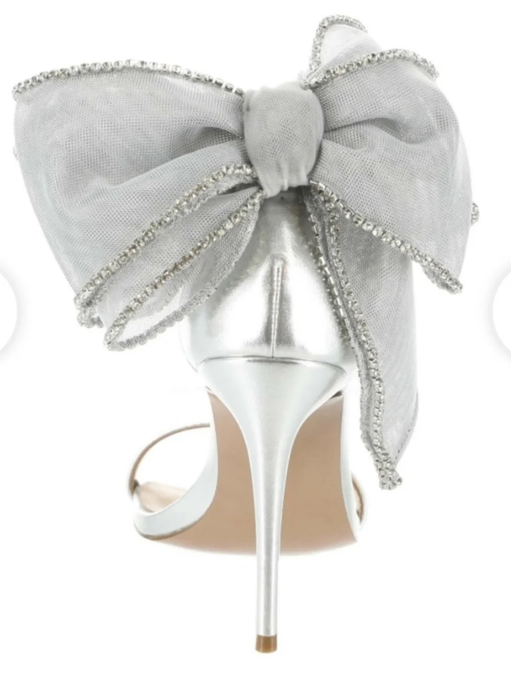 Steve Madden Women’s Back Bow BENNI SILVER RHINESTONES Heels Sz 10 NWOB
